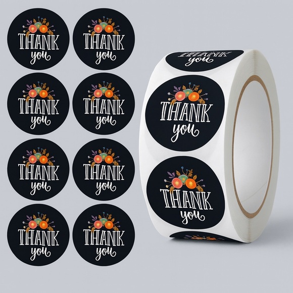 STICKERAFT Other - Floral Thank You Lables Stickers for Business | THANK YOU STICKER 1"